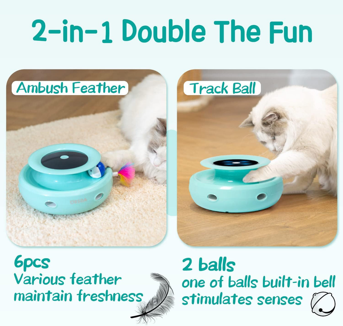 Robin Egg Blue 2-in-1 interactive cat toy — view 2